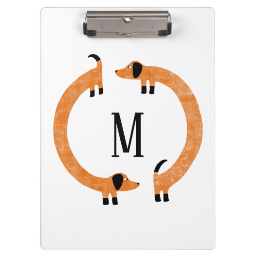 Funny Dackel Sausage Dog Monogramm Klemmbrett (Vorderseite)