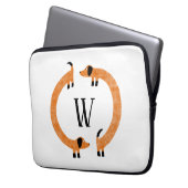 Funny Dackel Sausage Dog Monogramm Laptopschutzhülle (Vorderseite Links)