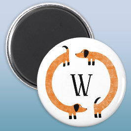 Funny Dackel Sausage Dog Monogramm Magnet