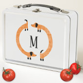 Funny Dackel Sausage Dog Monogramm Metall Brotdose