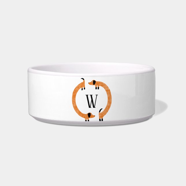 Funny Dackel Sausage Dog Monogramm Napf (Vorderseite)