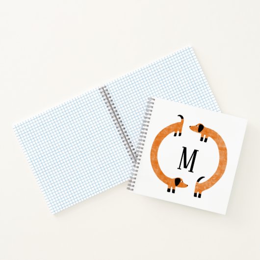 Funny Dackel Sausage Dog Monogramm Notizblock (Innenseite)