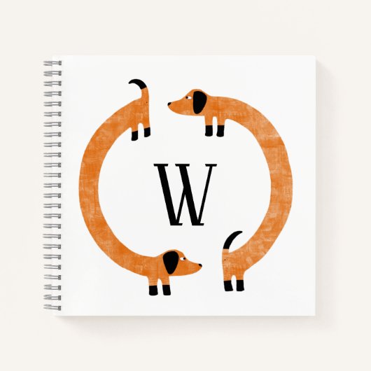 Funny Dackel Sausage Dog Monogramm Notizblock (Vorderseite)