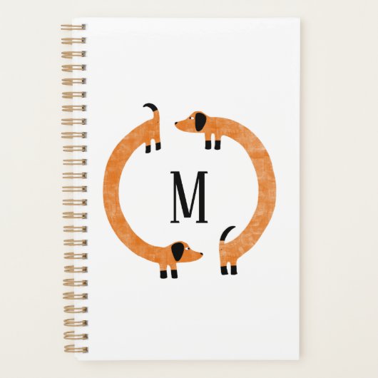 Funny Dackel Sausage Dog Monogramm Planer (Vorderseite)