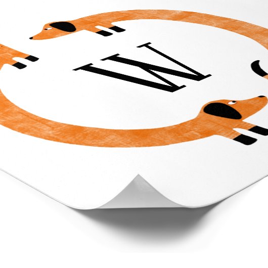 Funny Dackel Sausage Dog Monogramm Poster (Ecke)