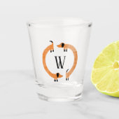 Funny Dackel Sausage Dog Monogramm Schnapsglas (Vorderseite)