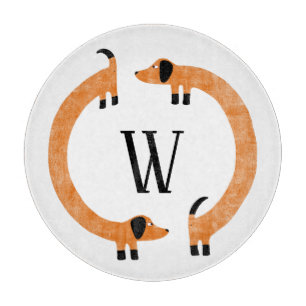 Funny Dackel Sausage Dog Monogramm Schneidebrett
