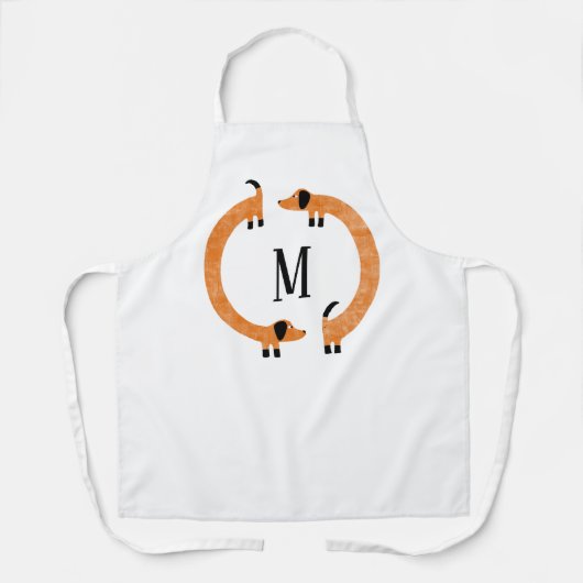 Funny Dackel Sausage Dog Monogramm Schürze (Vorderseite)