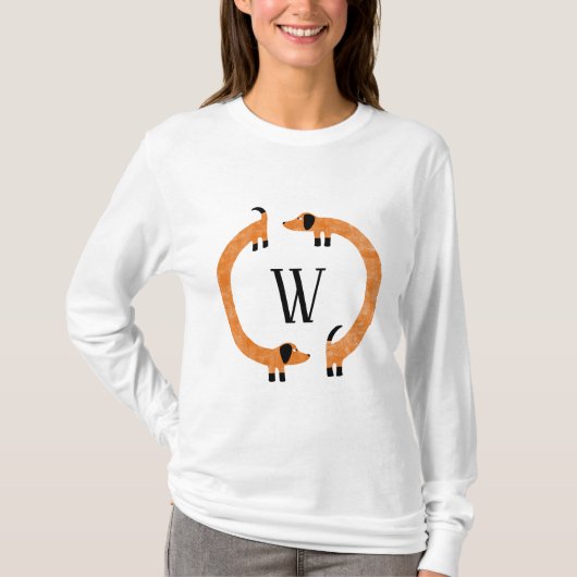 Funny Dackel Sausage Dog Monogramm T-Shirt (Vorderseite)