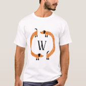 Funny Dackel Sausage Dog Monogramm T-Shirt (Vorderseite)