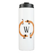 Funny Dackel Sausage Dog Monogramm Thermosbecher (Vorderseite)