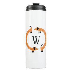 Funny Dackel Sausage Dog Monogramm Thermosbecher