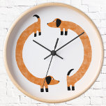 Funny Dackel Sausage Dog Runde Wanduhr<br><div class="desc">Niedliche und lustige Dackel,  Wursthunde oder Dackel Hunde in ständiger Bewegung.</div>