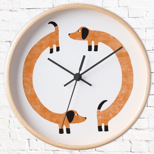 Funny Dackel Sausage Dog Runde Wanduhr