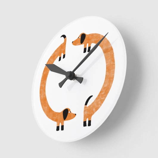Funny Dackel Sausage Dog Runde Wanduhr (Winkel)