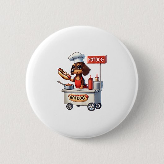 Funny Dackel Sausage Dog Würstchen Hotdog Sandwich Button (Vorderseite)
