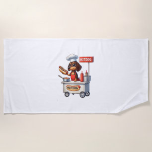 Funny Dackel Sausage Dog Würstchen Hotdog Sandwich Strandtuch