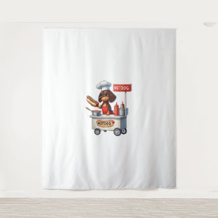 Funny Dackel Sausage Dog Würstchen Hotdog Sandwich Wandteppich