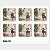 Funny Dackel Sausage Hund Weihnachten Quadratischer Aufkleber (Blatt)