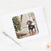 Funny Dackel Sausage Hund Weihnachten Quadratischer Aufkleber (Umschlag)