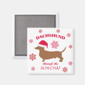 Funny Dackel Through the Snow Christmas Dog Magnet (Vorderseite/Rückseite)