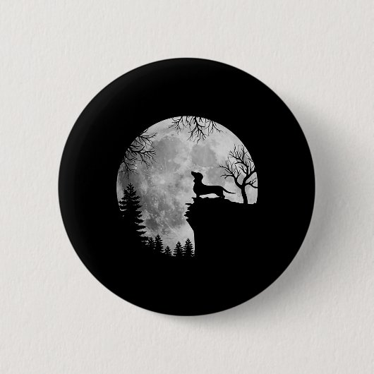 Funny Dackel und MondHalloween Hund Lover Costu Button (Vorderseite)