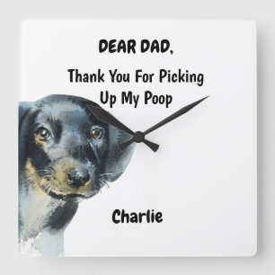 Funny Dackel Vater Watercolor Cappella Santa Maria Quadratische Wanduhr