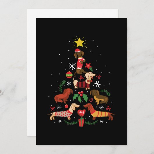 Funny Dackel Weihnachtsbaum Dankeskarte (Vorne/Hinten)