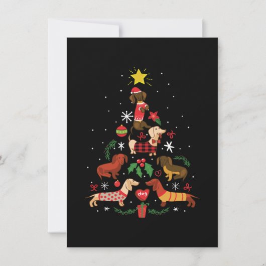Funny Dackel Weihnachtsbaum Dankeskarte (Vorderseite)