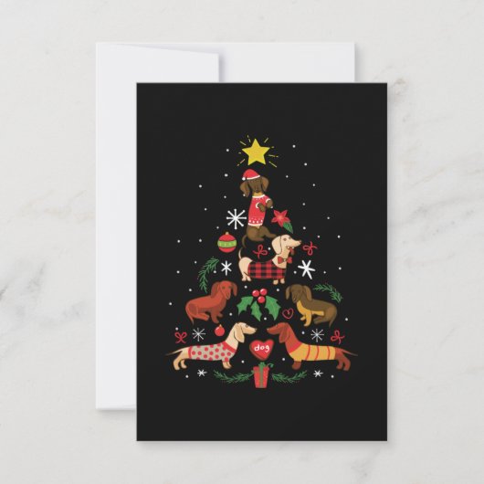 Funny Dackel Weihnachtsbaum Dankeskarte (Vorderseite)