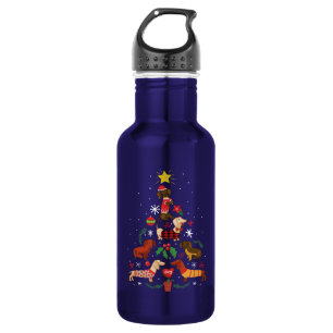 Funny Dackel Weihnachtsbaum Edelstahlflasche
