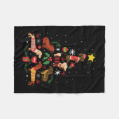 Funny Dackel Weihnachtsbaum Fleecedecke (Vorderseite (Horizontal))