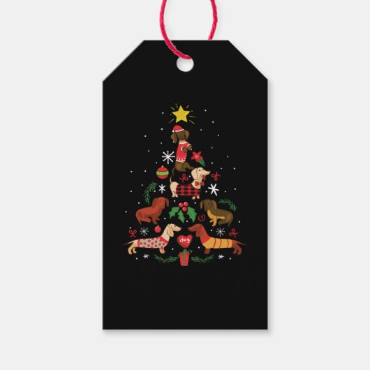 Funny Dackel Weihnachtsbaum Geschenkanhänger (Vorderseite)