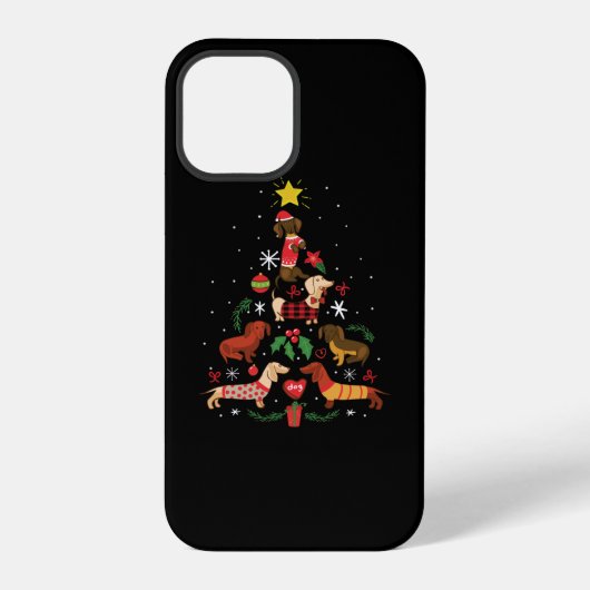 Funny Dackel Weihnachtsbaum iPhone Hülle (Rückseite)