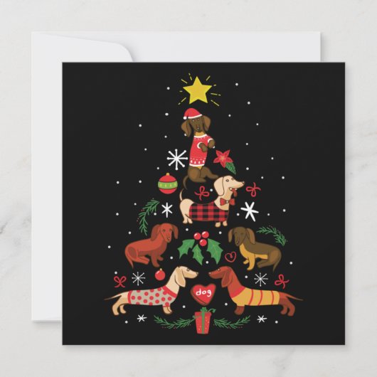 Funny Dackel Weihnachtsbaum Mitteilungskarte (Vorderseite)