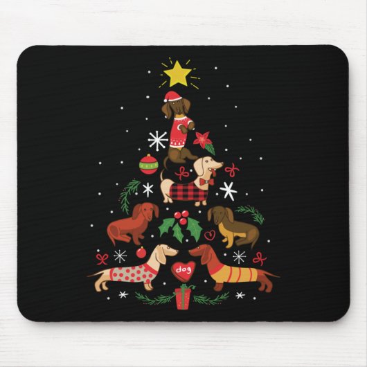 Funny Dackel Weihnachtsbaum Mousepad (Vorne)