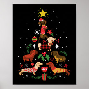 Funny Dackel Weihnachtsbaum Poster