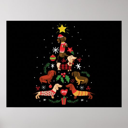 Funny Dackel Weihnachtsbaum Poster (Vorne)