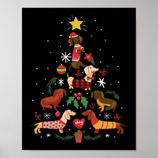 Funny Dackel Weihnachtsbaum Poster (Vorne)