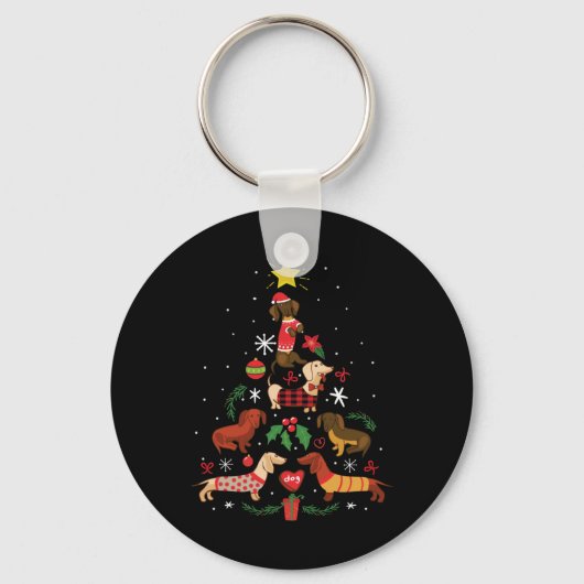 Funny Dackel Weihnachtsbaum Schlüsselanhänger (Vorderseite)