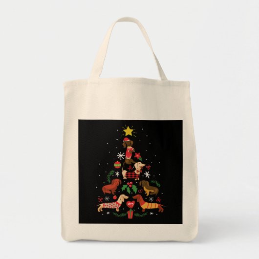 Funny Dackel Weihnachtsbaum Tragetasche (Vorne)