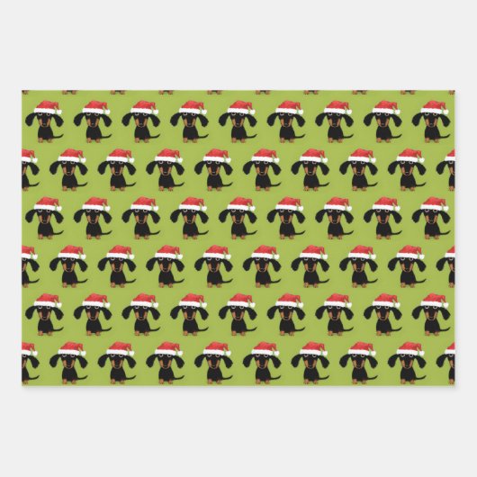 Funny Dackel Weihnachtsmann Niedlich Hunde Weihnac Geschenkpapier Set (Vorderseite 3)