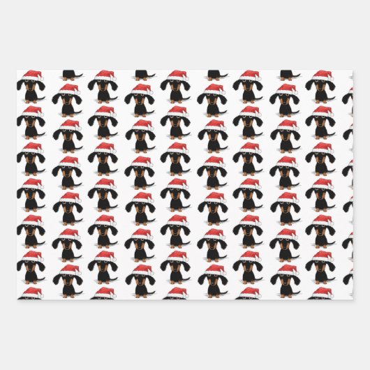 Funny Dackel Weihnachtsmann Niedlich Hunde Weihnac Geschenkpapier Set (Vorderseite 2)