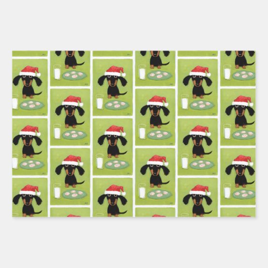 Funny Dackel Weihnachtsmann Niedlich Hunde Weihnac Geschenkpapier Set (Vorderseite)