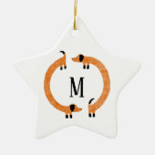 Funny Dackel Wurst Dog Monogram Keramik Ornam Keramik Ornament (Vorne)