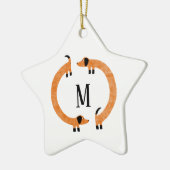 Funny Dackel Wurst Dog Monogram Keramik Ornam Ornament (Links)