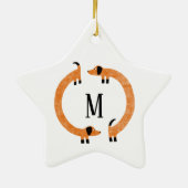 Funny Dackel Wurst Dog Monogram Keramik Ornam Ornament (Hinten)
