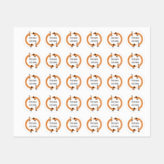 Funny Dackel Wurstname Etiketten (Blatt)