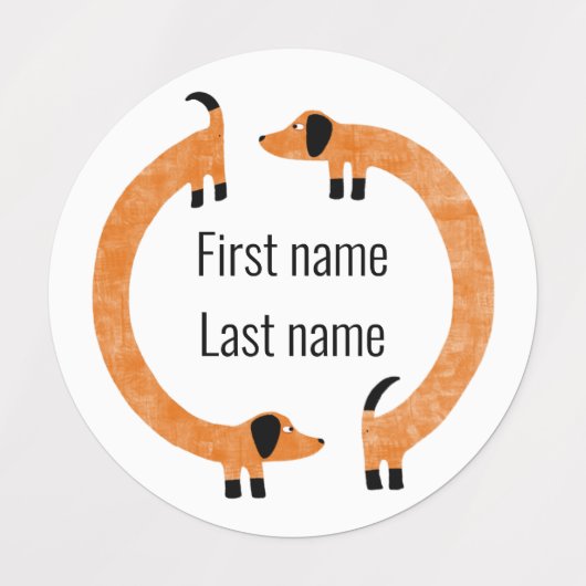 Funny Dackel Wurstname Etiketten (Design 1)