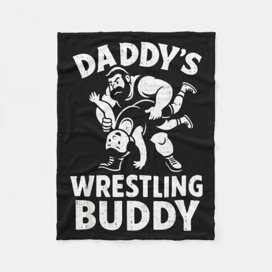 Funny Dad And Son Daughter Kids Wrestling Wrestler Fleecedecke (Vorderseite)